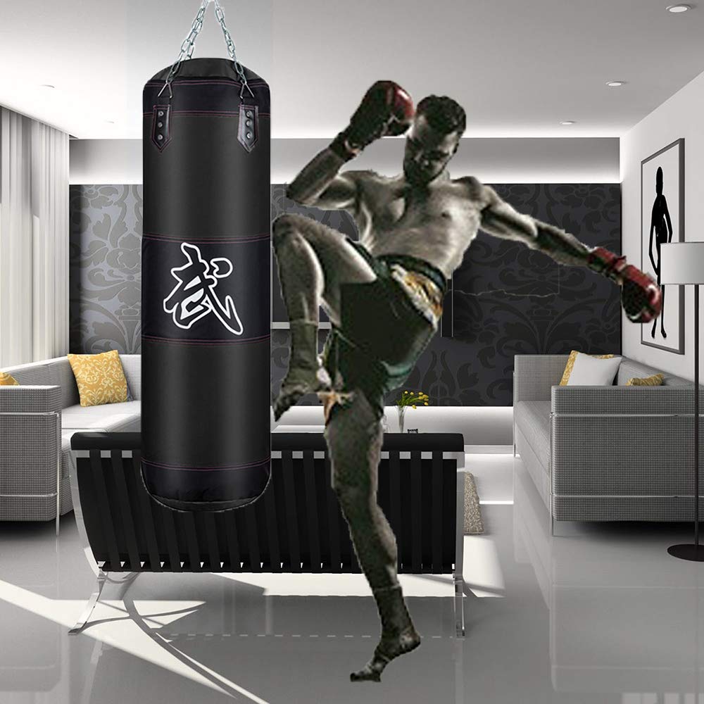 SFEEXUN Punching Bag for Man Women Youth Teens, Indoor/Garden Boxing Bag Unfilled Heavy Bag Set with Punching Gloves, Chain, Ceiling Hook for MMA, Kickboxing, Muay Thai, Karate, Taekwondo