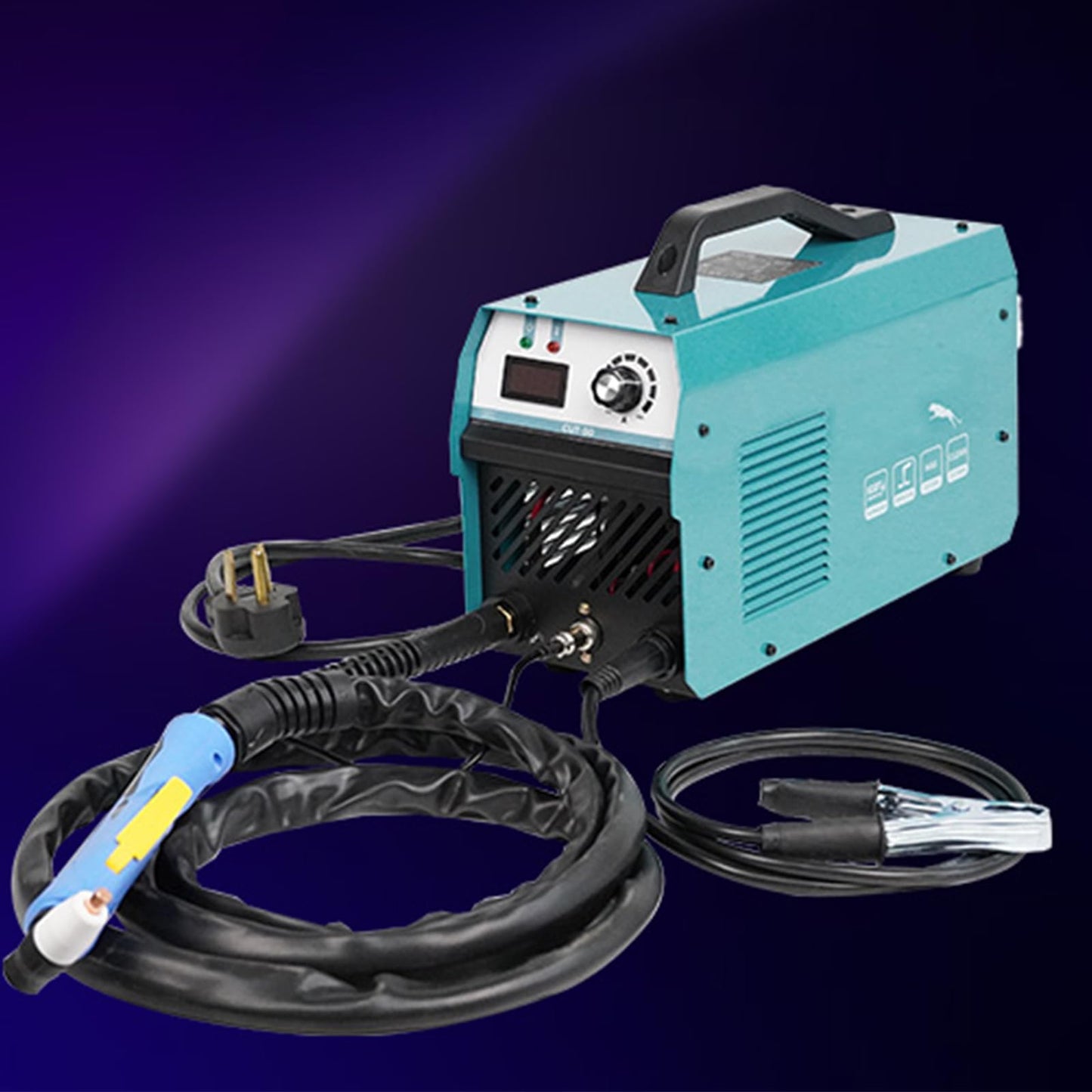 50 Amp Pilot Arc Plasma Cutter with Built-In Air Compressor, 110V/220V Dual HF High Frequency Portable Cutting Machine for Auto Body Repair, Home Workshop & DIY Projects