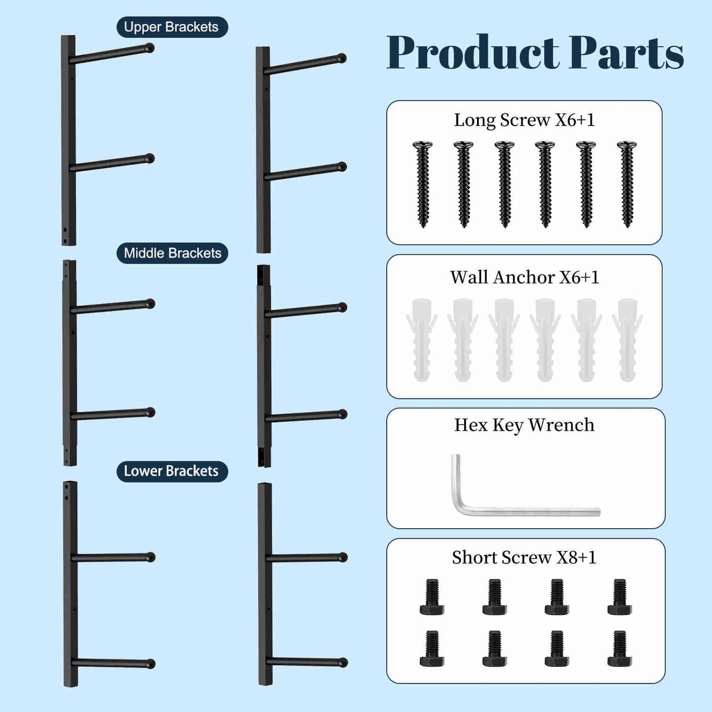 Kelmuis Yoga Mat Holder Wall Mount with 12 Straps, 6 Tier Metal Yoga Mat Storage Rack Home Gym Exercise Workout Equipment Organizer for Foam Roller Resistance Bands