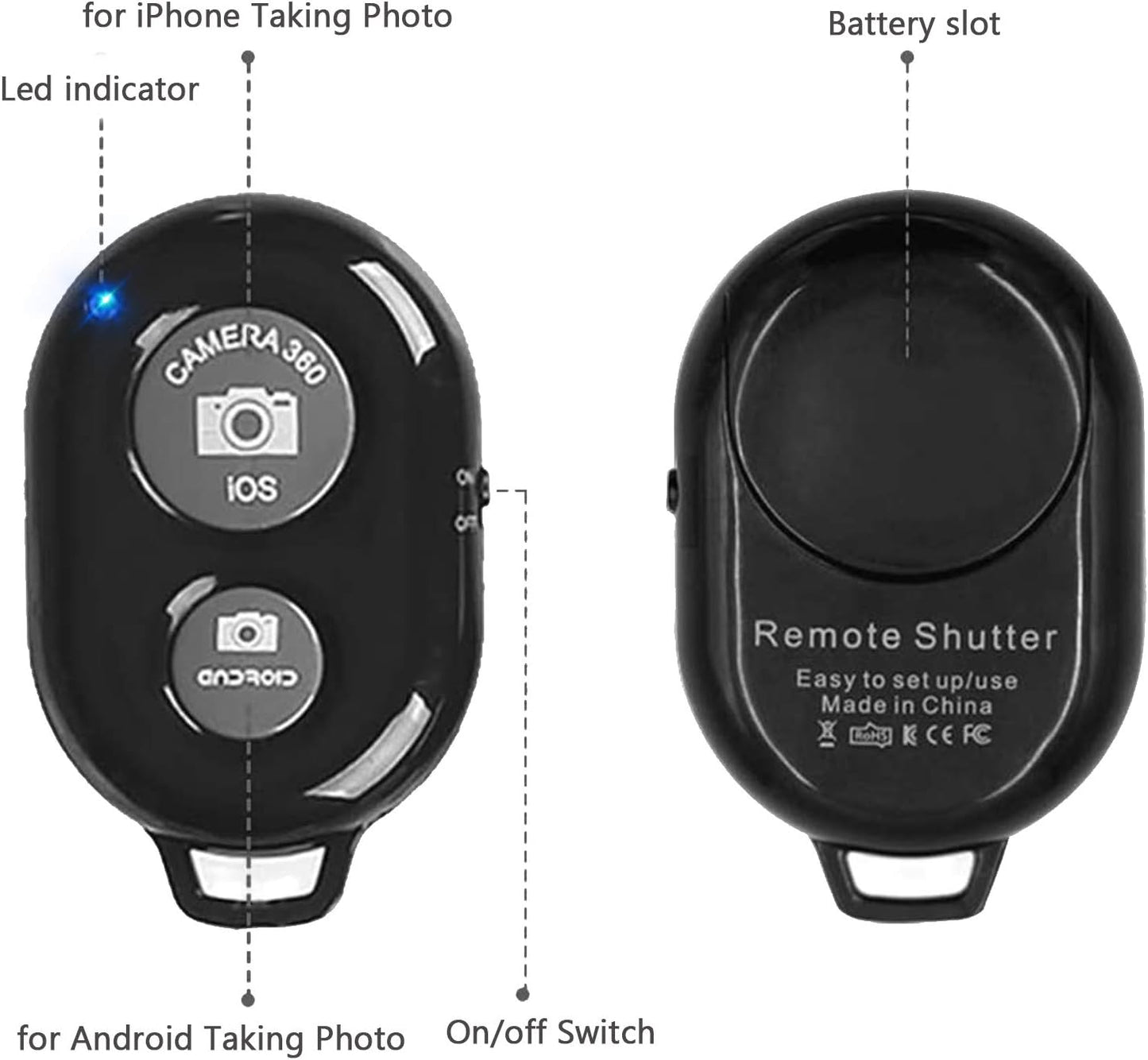 EszkozTA (Colorful-9-pack), Cellphone Remote Shutter for Smartphones and Tablets AOQIYUE Wireless Camera Remote Control