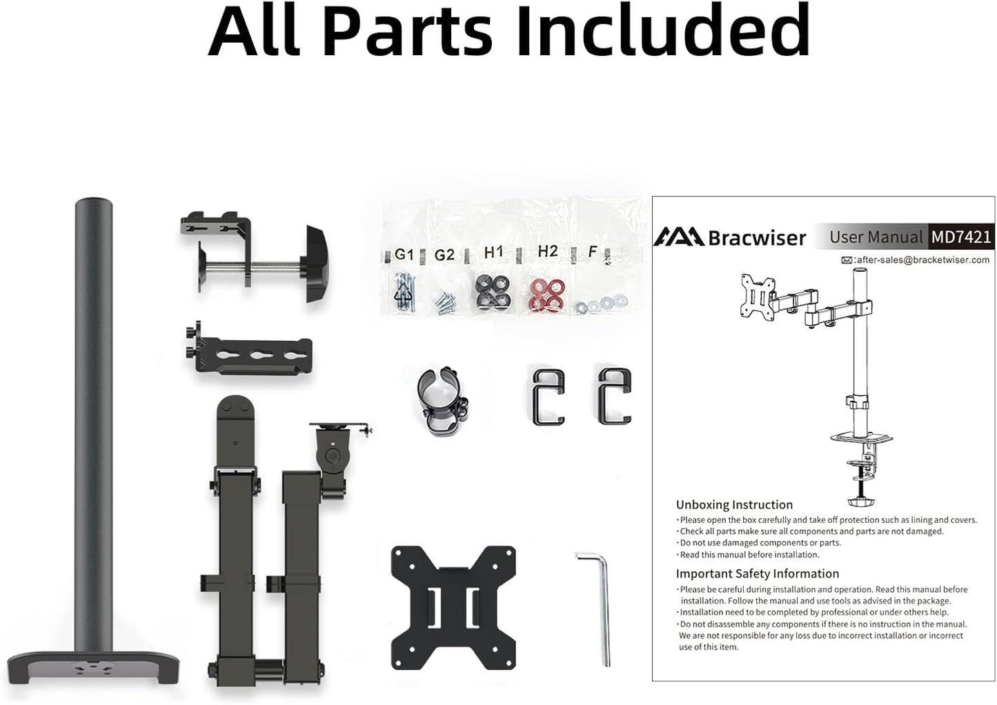 Bracwiser 13-32 inch 22lbs 13 15 17 19 20 22 23 24 26 27 30 32 inch 75 100 (MD7421) Monitor Mount Single Fully
