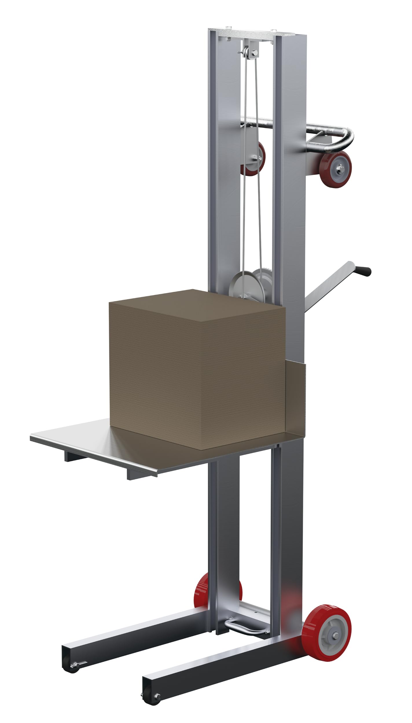 Vestil ALLW-2020-FW Aluminum Lite Load Lift With Winch and Fixed Wheels 20 In. x 20 In. Platform 400 Lb. Capacity Silver