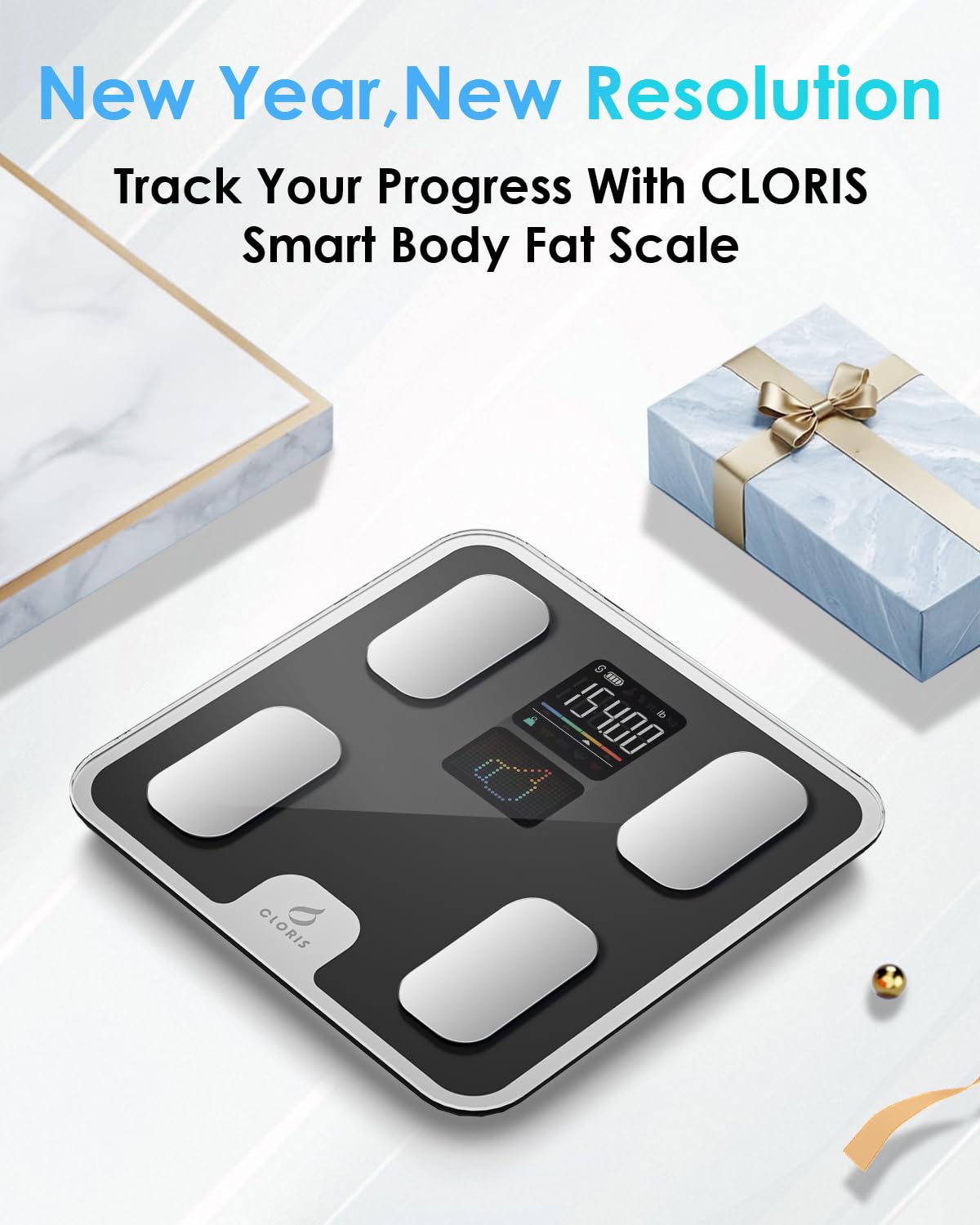 CLORIS Smart Scale for Body Weight Fat, Digital Bathroom Weighing Machine for Accurate BMI Muscle Mass Composition Health Analyzer with App Bluetooth