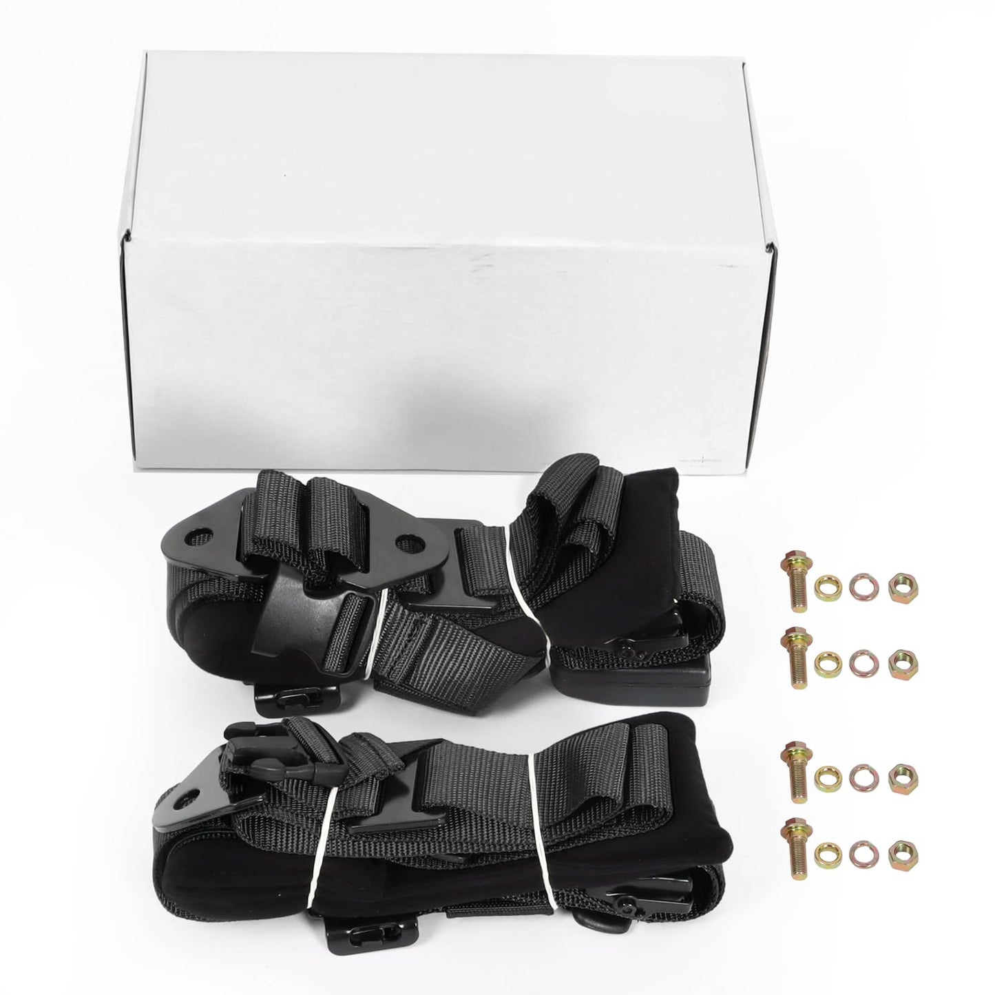 BESTZHEYU 2 PCS 4 Point Harness with 2 Inch Comfortable Heavy Duty Shoulder Padding with Quick Auto buckle for UTV ATV Sports Car, Racing Car, Car Black Racing Harness