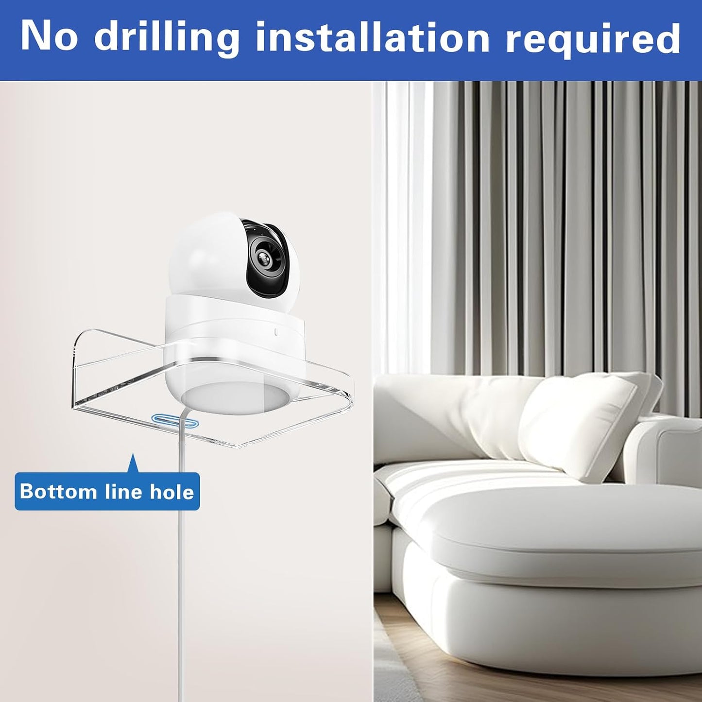 JoyHuaTrade 4 PCS Wall Mount Floating Camera Shelf, Baby Monitor Holder Punch-Free Wall Bracket Pet Monitor Camera