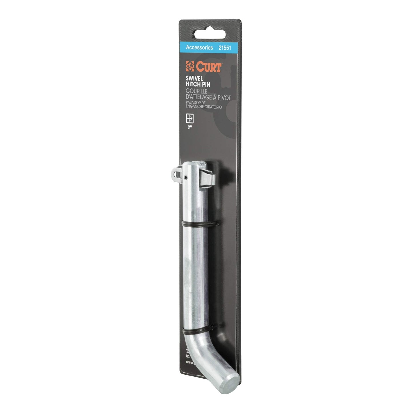 CURT 21551 Swivel Trailer Hitch Pin, 5/8-Inch Diameter, Fits 2-Inch Receiver,Chrome