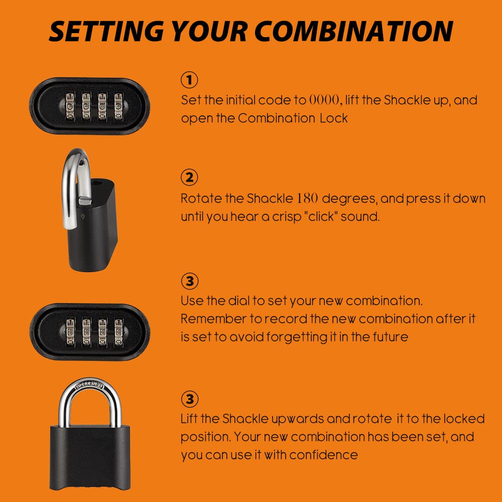 WULALACK Combination Lock Outdoor, 4 Digit Weatherproof Padlock Combination for Outdoor Sheds Fence, Gate Hasps, Storage Unit, 12 Pack…
