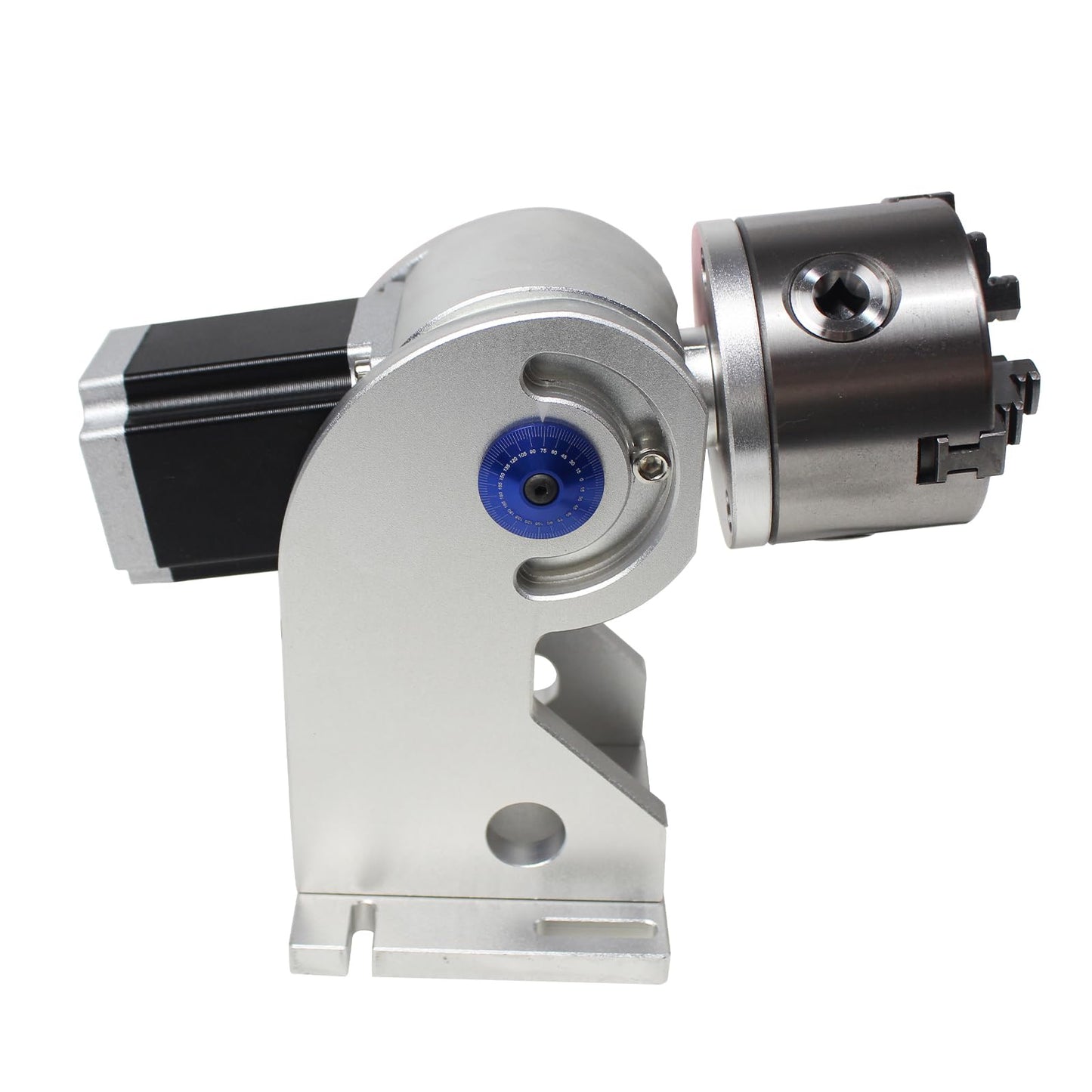 RATTMMOTOR D80 CNC 4th Axis Rotary Axis 129mm Center Height 3 Jaws Diameter 80mm Lathe Rotary Chuck with 57*57*76mm Stepper Motor for Fiber Laser Metal Carving Engraving Marking Machine