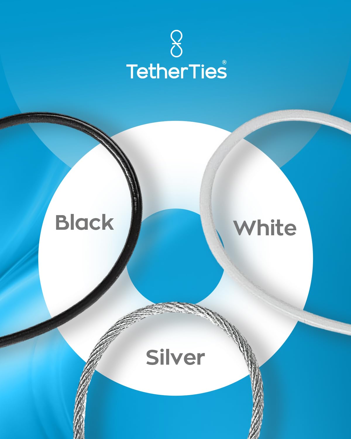 TetherTies Cable Organization, DIY Tether Kit - Customizable Cable Tethers for Computers, Adapters & Dongles - Easy Self Installation Tether Cables with Free Crimping Tool (White 60 Pk, 12 inch)