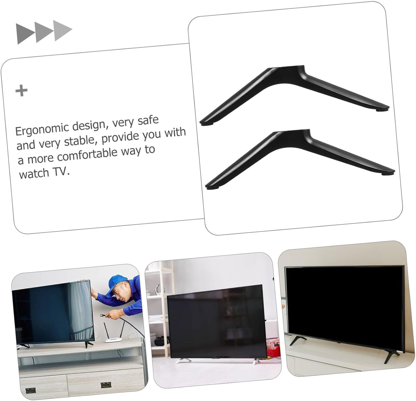 JEWEDECO 2pcs Tv Support Stand with Sturdy Base Height Television Holder Design for LCD Led Easy to Install