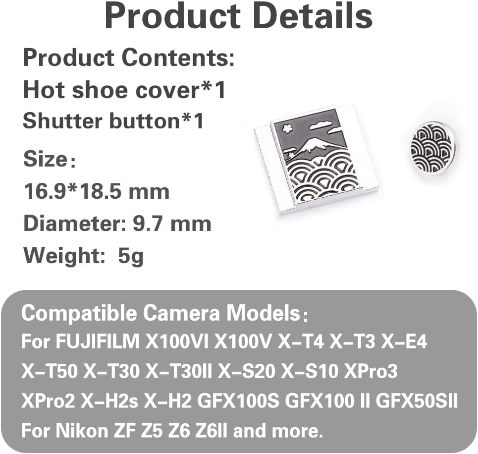 X100VI X100V XPro1 X-T4 X-T3 X-T50 X-T30 Camera Metal Hot Shoe Cover Shutter Buttons Sea of Clouds for FUJIFILM