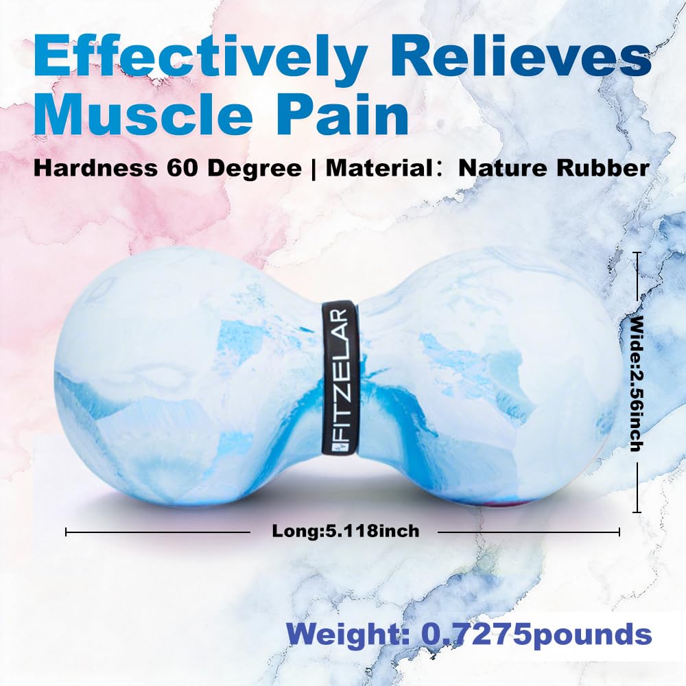 FITZELAR Double Lacrosse Massage Ball for Myofascial Release, Quality Certification, Massage Deep Tissue for Waist Back Feet, Trigger Point Therapy, Muscle Knots, Peanut Massage Ball for Muscle Pain