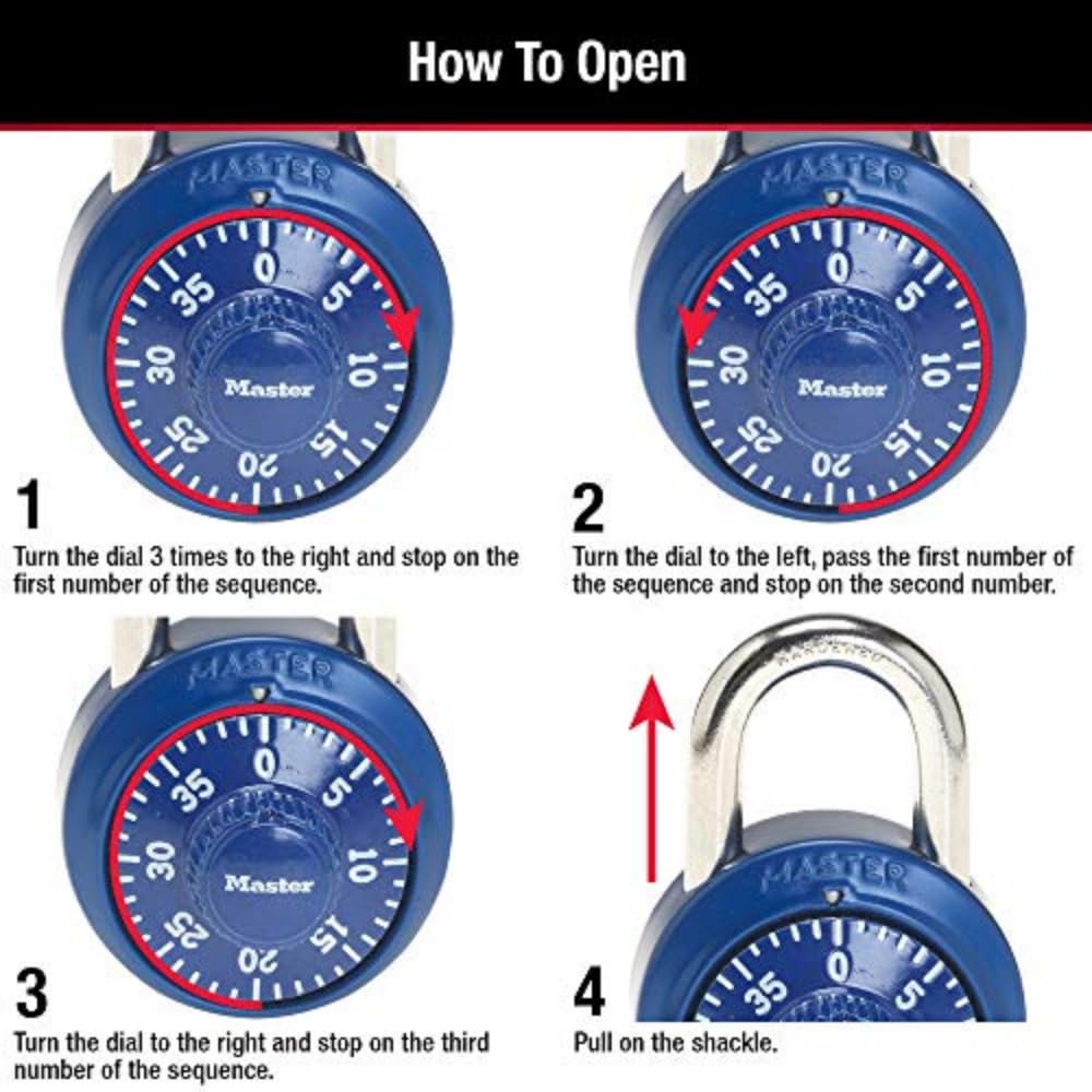 Master Lock 1530DCM Locker Lock Combination Padlock, 1 Count (Pack of 1) Colors May Vary