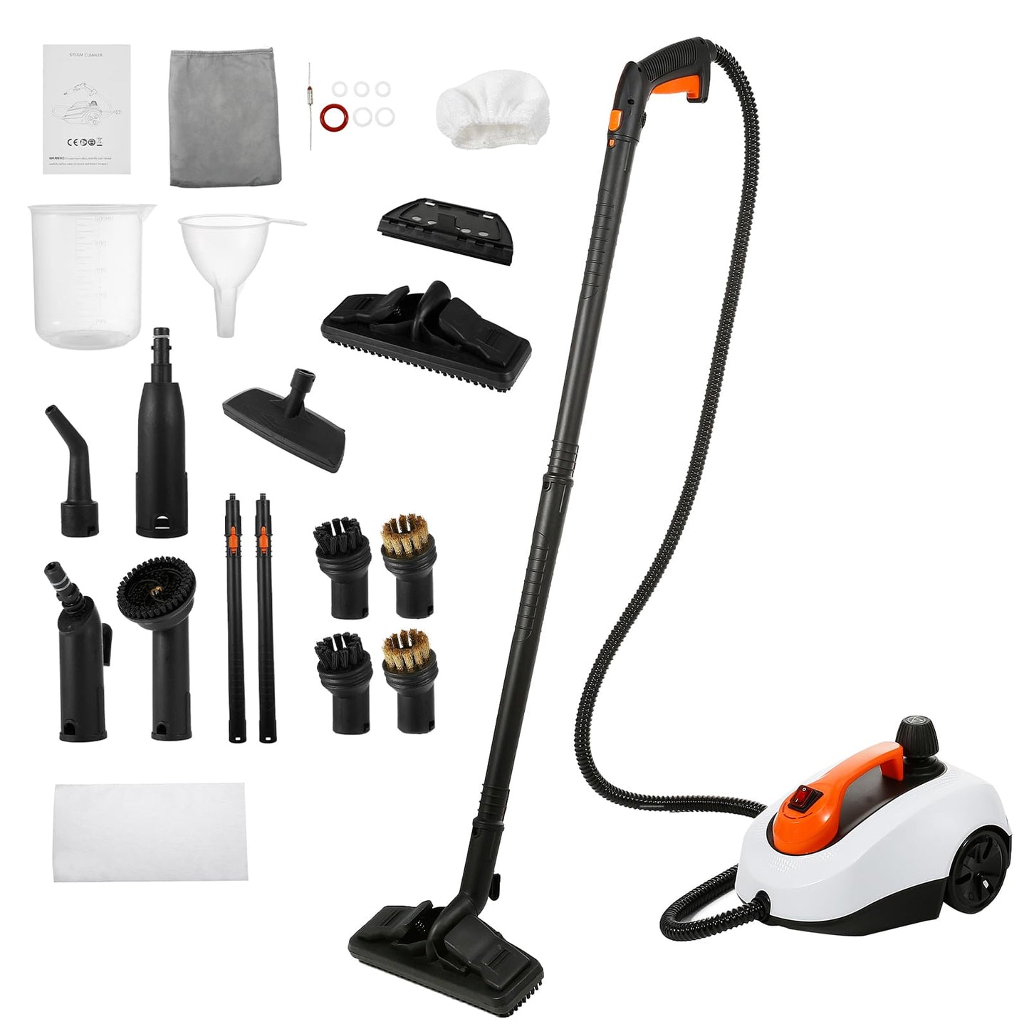 WICHEMI Steam Cleaner with Extension Pole, 61 oz, Steam Cleaner for Home, Adjustable Steam Pressure, 26 Accessories, Handheld Steam Cleaner for Walls, Gaps, Hard Floors, and Tiles