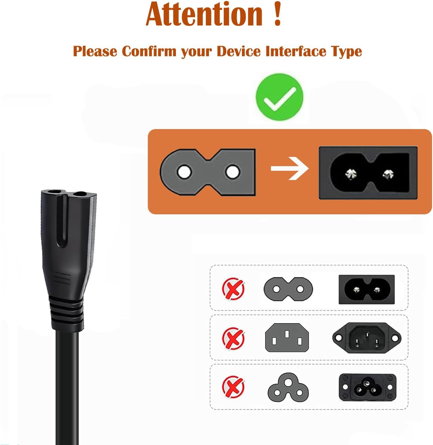 Metasources 2-Prong CD6951 CD6951-SL CD6951-EC CD6925 CD6925BT-BK Cassette AC in Power Cord Compatible with Craig SL EC