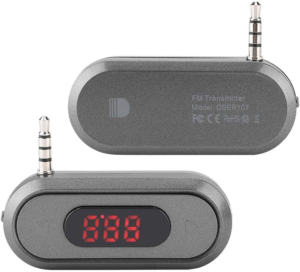 ASHATA 3.5MM Phone/Pad/MP3/MP4/MP5/Tablet 300mAh Audio Head Mobile FM Transmitter Built in Battery Car Radio
