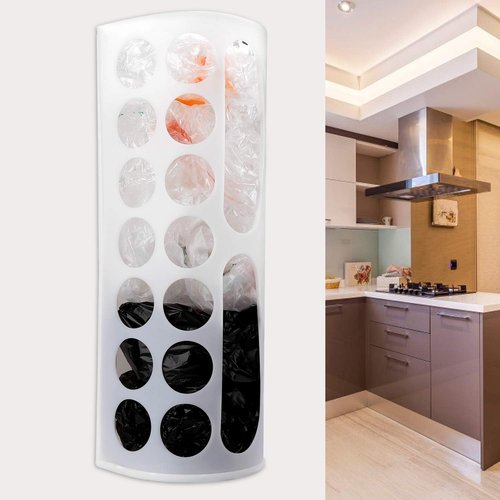 Lunies Plastic Bag Holder - Large Capacity Grocery Bag Dispenser | Wall Mount Organizer (White, 1 Pack)