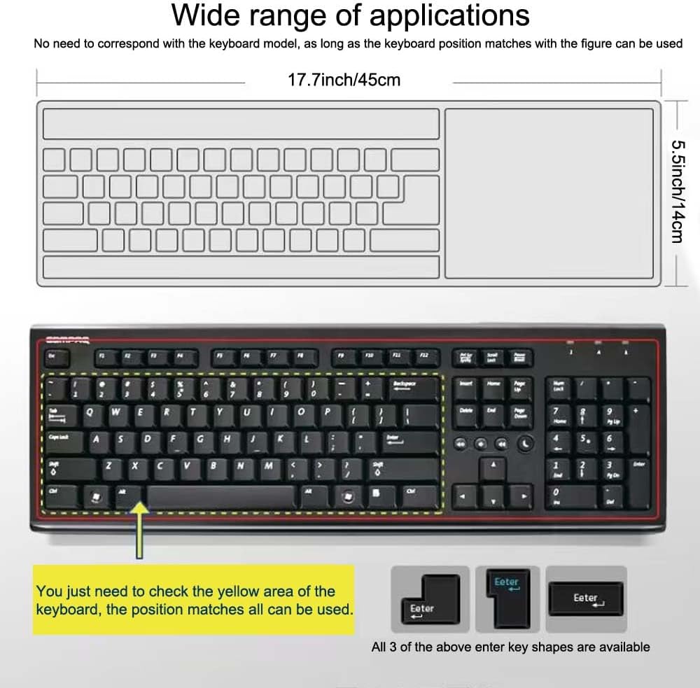 ANRACHEL 104/107 Universal Clear Desktop Computer Keyboard Protection Skin Protector Cover for PC Keys Standard