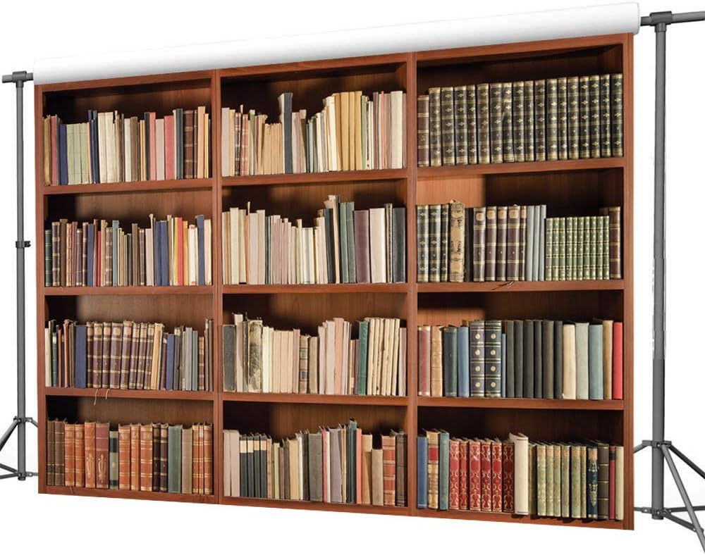 LYWYGG 7X5FT CP-49 Bookshelf Backdrop Vintage Bookcase Magic Books Grunge Ancient Library Vinyl Photography Background