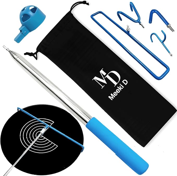 MD 5 in 1 Extendable Disc Golf Retriever. (16FT) Telescopic Disc Golf Retriever Durable Stainless Steel Frame,Multi-Hook Grabber with Carry Bag, Disc Golf Accessories for Tree Bushes & Water.