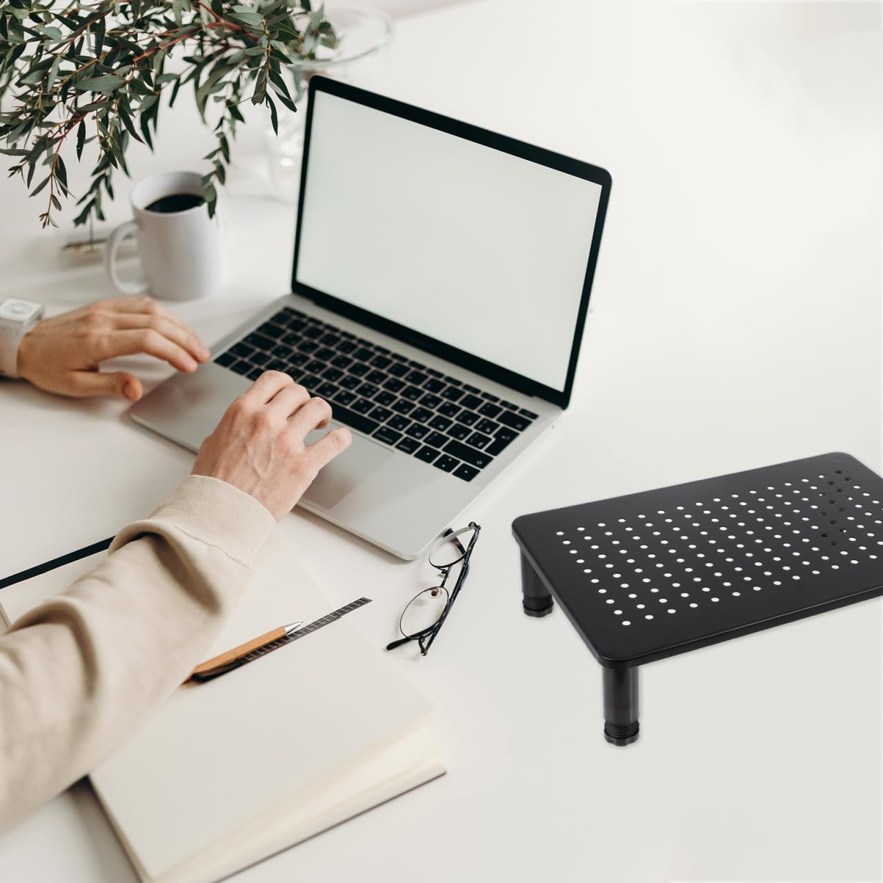 Settings ARTIBETTER Adjustable Computer Monitor Stand Riser with Level Height Up to Load Sturdy Desktop Organizer