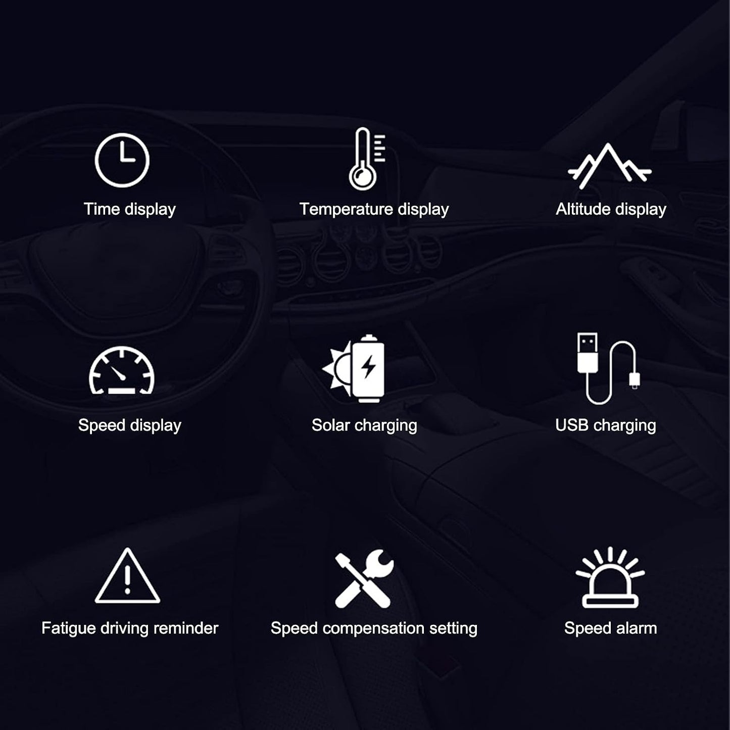 Solar-Powered Multifunctional Vehicle Speedometer HUD Display