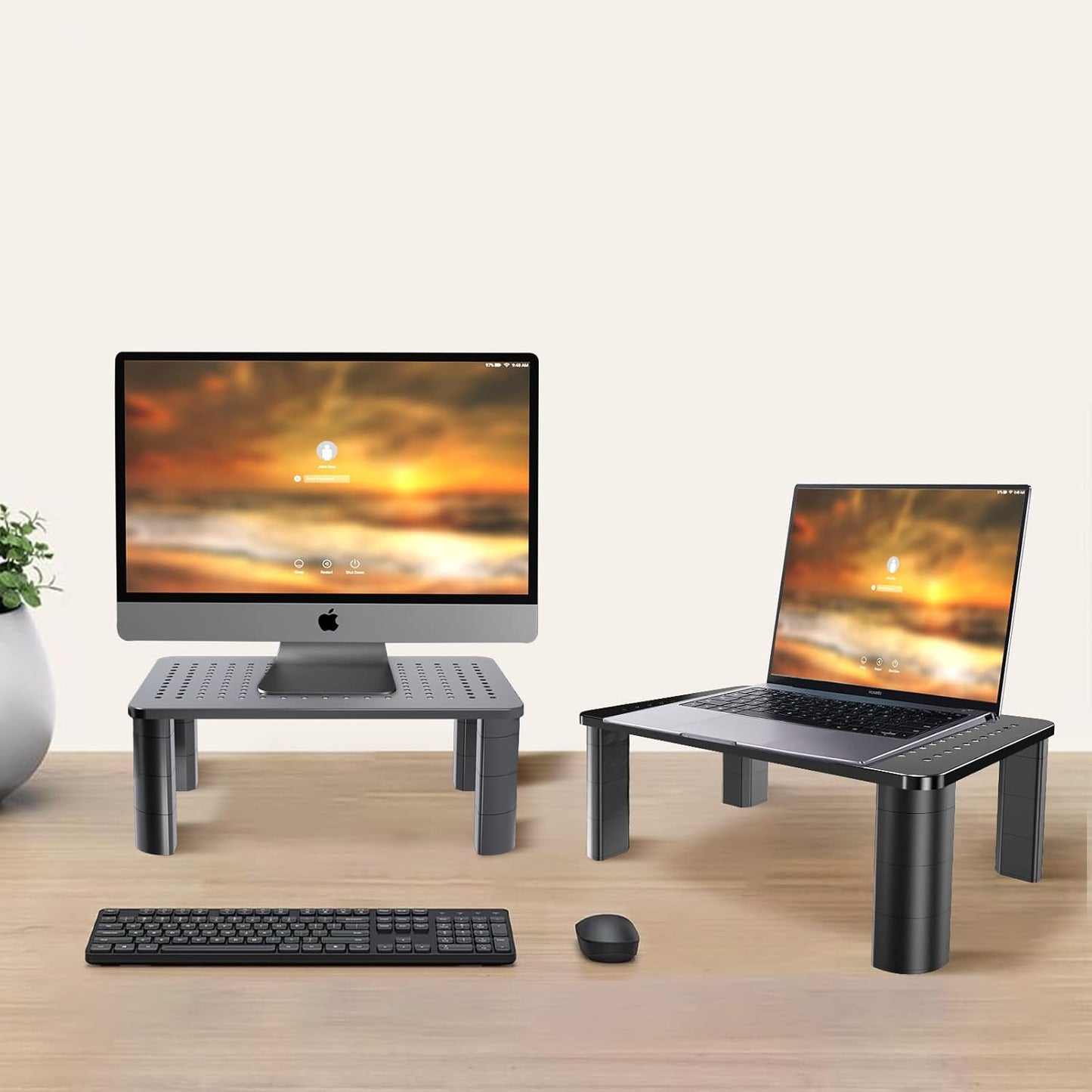 2 Pack 3 2 Pholiten Monitor Stand Riser, Height Adjustable Monitor Stand for Computer, Laptop, Printer, Notebook, iMac