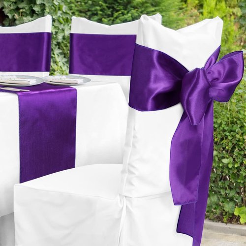 Babenest Satin Chair Sashes - 30 Pcs Upgraded Chair Ribbons & Bows for Weddings & Events | Purple