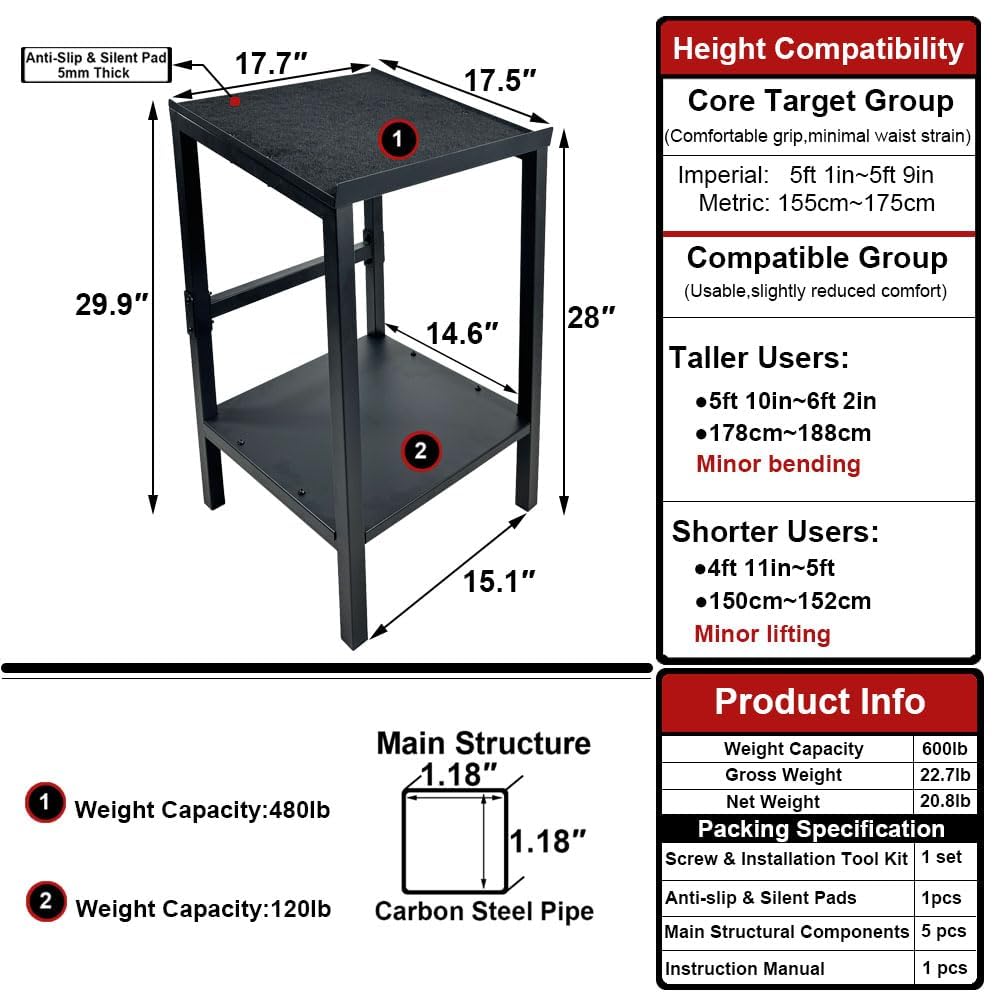 Commercial Heavy Duty Adjustable Dumbbell Stand & Kettlebell Stand, Adjustable Dumbbell Weight Rack, Kettlebell Storage Rack, Weight Rack for Garage/Home Gym/Commercial with Non-Slip Base, Anti-Tip Safety & Space-Saving Design, Weight Capacity 500/600/800
