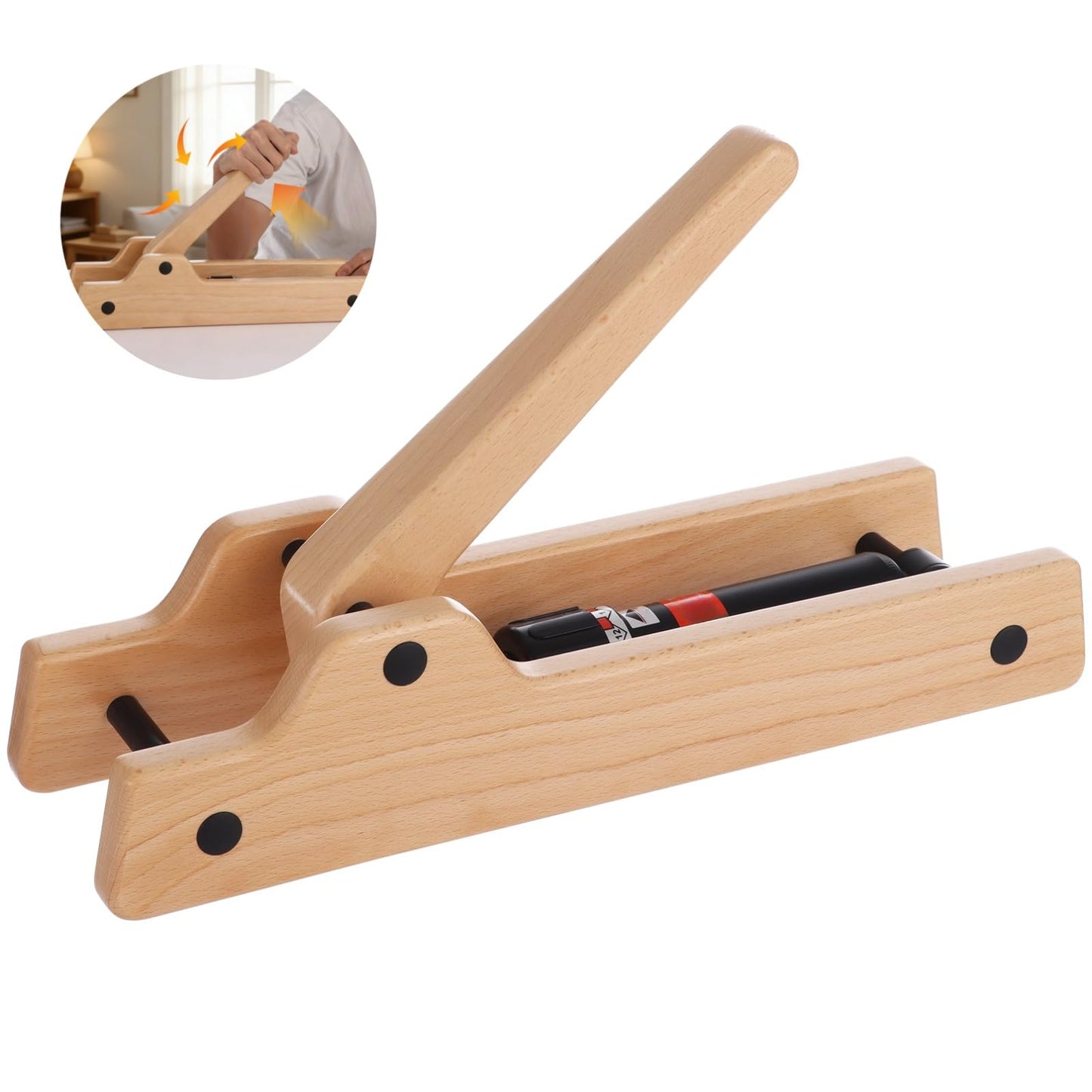 Arm Wrestling Training Equipment, Wooden 12-Level Adjustable Resistance Hydraulic Simulation, Forearm Strengthener, Grip Strength Trainer for Home Gym, Office