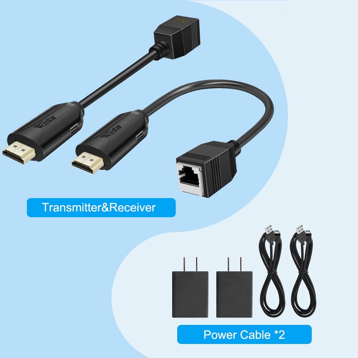 HDSUNWSTD Cat5e Cat6 RJ45 RJ45 2 196ft/60m 1080p HDMI Over Ethernet / Ethernet Cable, Male to Female HDMI to Ethernet
