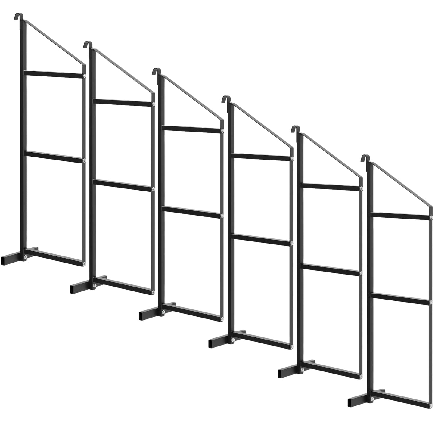 6 Pack Shipping Container Shelving Bracket, 3-Tier Black Power Coated Steel Brackets, 22"x60", 1100LBS Hanging Type Cargo Containers Storage Rack for Heavy Tools/Equipment
