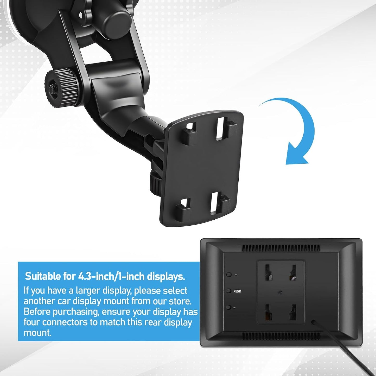 Exircy Upgraded Windshield Backup Camera Mount for Car, Black Car Camera Suction Mount Portable Cars Monitor Mounts