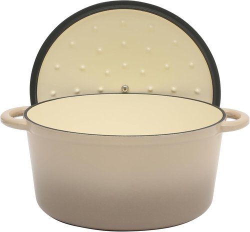 Gibson Home Addlestone 7 Qt Enameled Cast Iron Dutch Oven - Oven Safe to 500°F, Ideal for Baking & Stews | Gradient Taupe