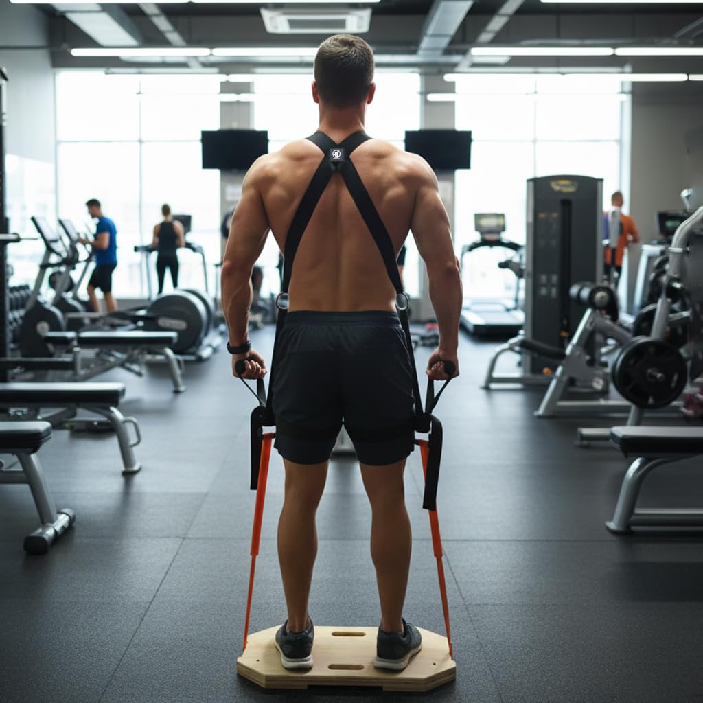 J Bryant Adjustable Squat Harness Vest with Padded Shoulder Support, Quick‑Release Buckle & E‑Hook for Full‑Body Strength Training, Resistance Bands & Board Not Included