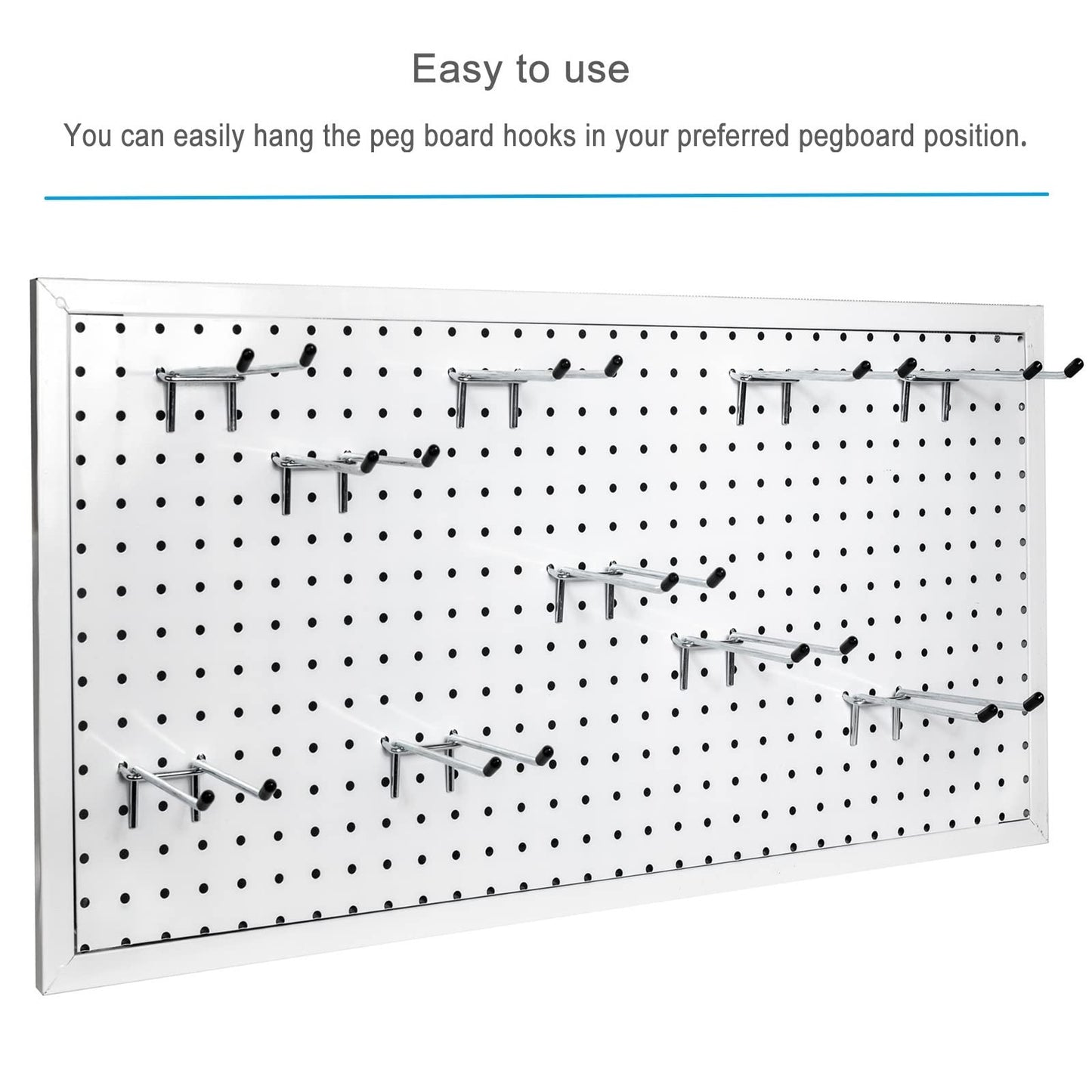 Nlmyt 10 Pcs Pegboard Hooks, 6 Inch Peg Board Hooks, Pegboard Pegs Accessories with Rubber Tipped, Double Peg Hook Fit 1/4” Hole, Heavy Duty Tool Utility Hook for Hanging Tools, Bags and More