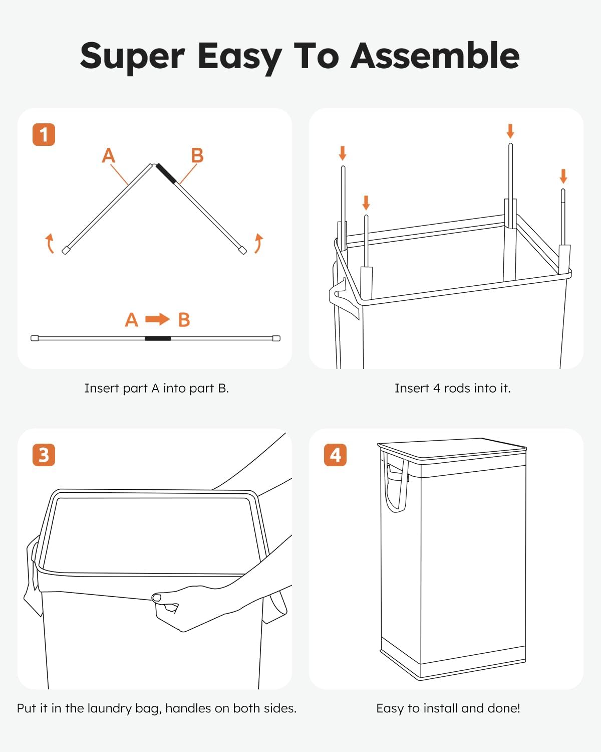 SOLEDI Laundry Hamper - 100L Collapsible Clothes Basket with Lid & Removable Bag | Grey