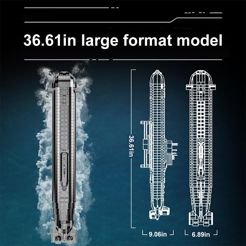 Wyiauy 941 Nuclear Submarine Military Series Battleship Building Kit, 4474 Pieces - The World's Largest Nuclear Submarine, Toy Gift Ship Building Block Set for Adult Collection