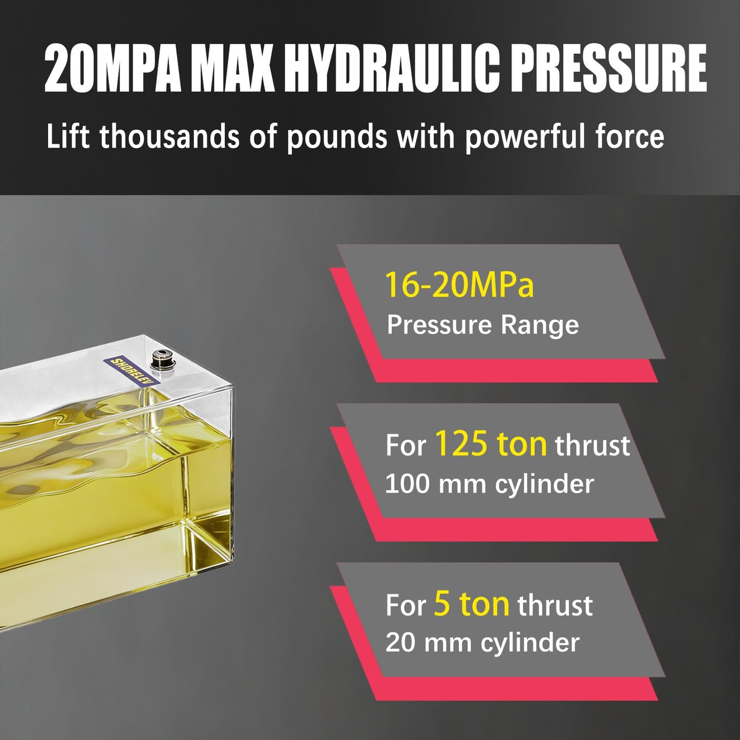 SHORELEV Hydraulic Power Unit 8 Quart 12V DC Double Acting, 8L Iron Reservoir, 0.91 GPM Flow Rate 3200 PSI for Dump Trailers, Lift Gates, Truck Hoists, Hydraulic Pump for Dump Trailer Car Lifting