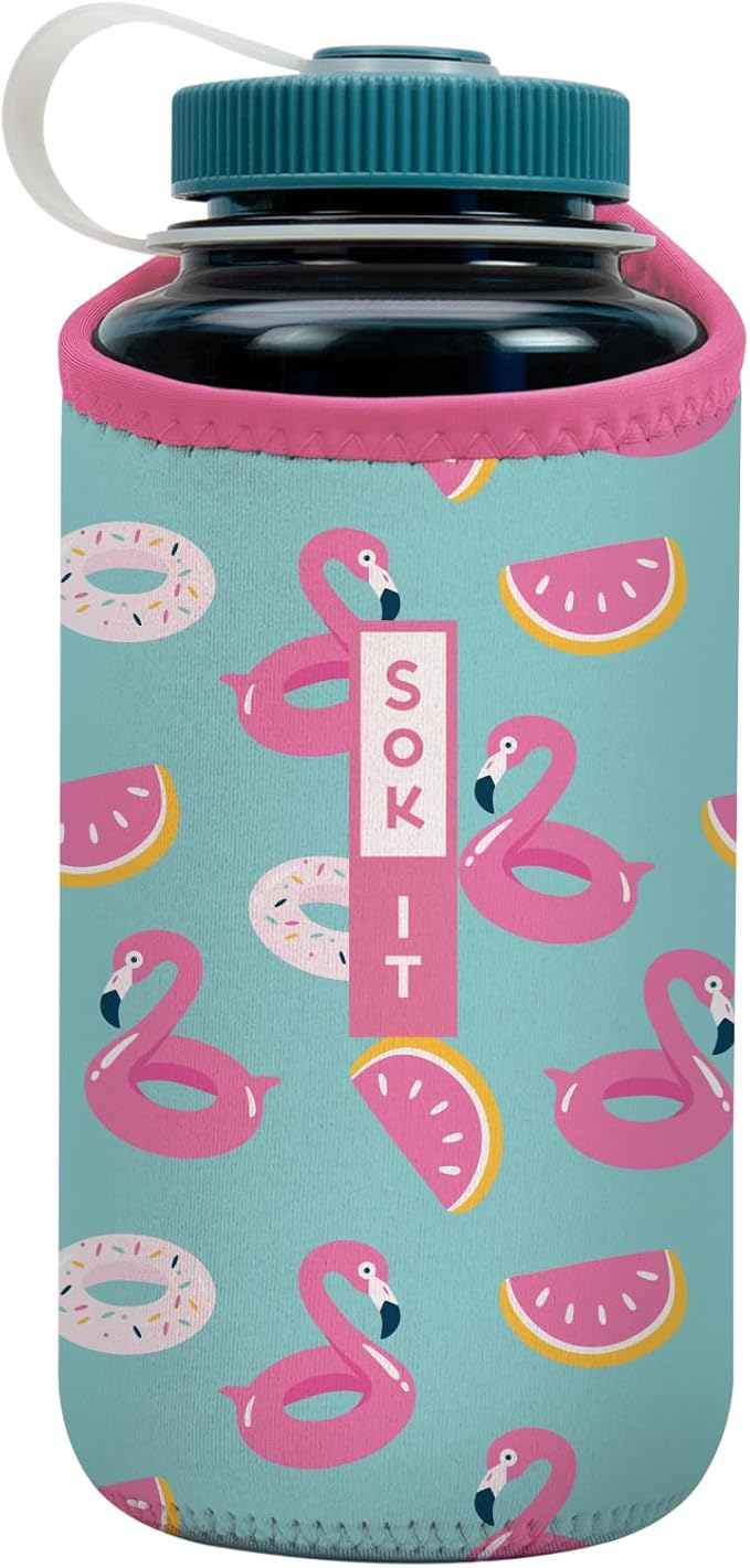 Sok It BotlSok Water Bottle Sleeve Insulated Neoprene Cover (Poolside Perfection, Fits 32oz Nalgene)