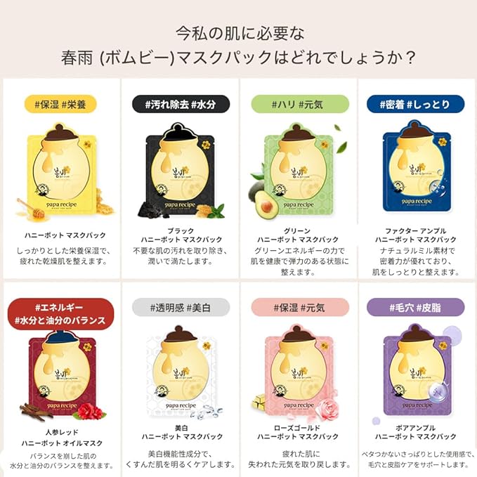 Papa Recipe Bombee Pepta Honey Mask 10 Pack ??Hydrating Sheet Mask with 6 Types of Hyaluronic Acid and Honey Propolis Complex ??Korean Skincare
