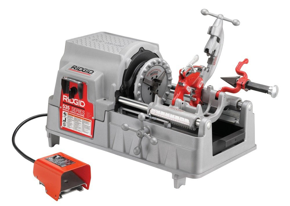 RIDGID 93287 Model 535 Pipe Threading Machine with Hammer Chuck, 36 RPM, 1/2-Inch to 2-Inch Pipe Dies and NPT Threading Die Head