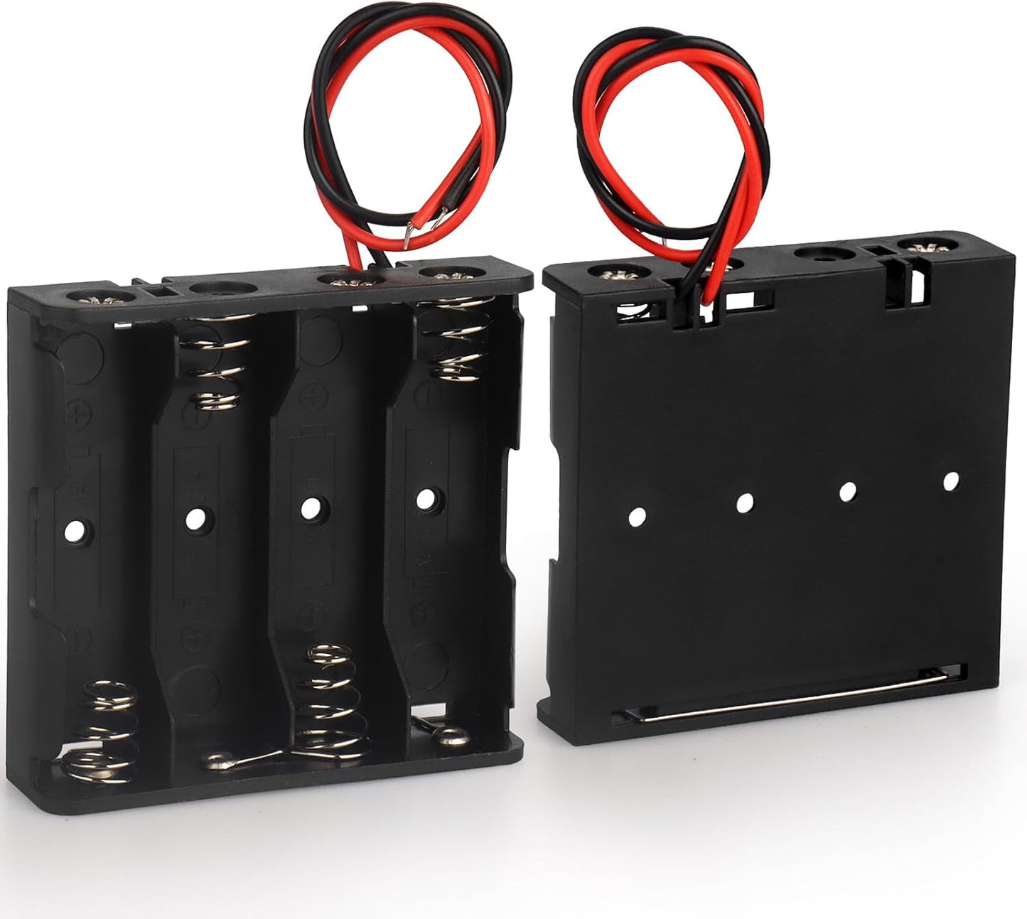 VWEICYY 2PACK 4 Leads,2PCS 4 1.5V AA Battery Holder housing with x AA Battery Holder Case, Without Cover