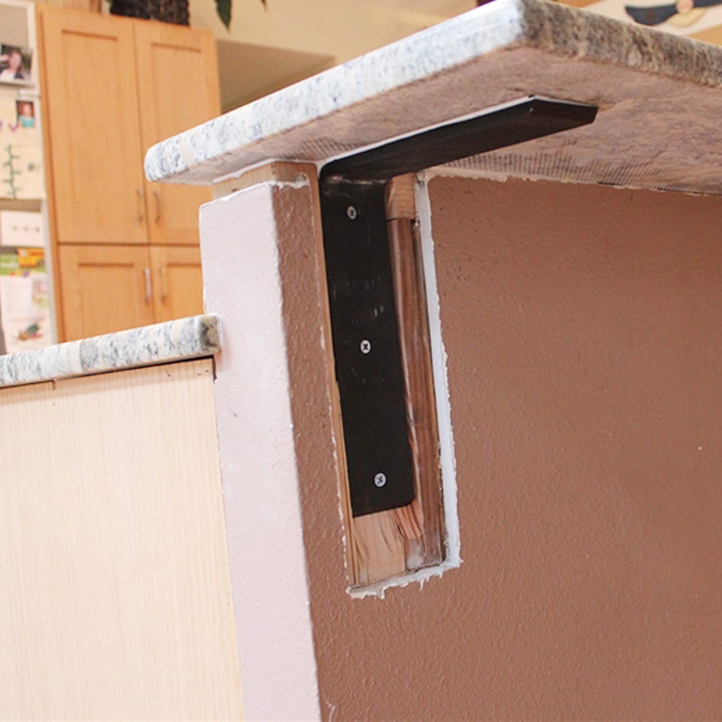WINKER Countertop Support Bracket 6 Pack Heavy Duty 3/8" Thick Hidden L Shelf Bracket 10" x 6" x 2.5" Metal Corbels for Quartz/Granite/Wood/Concrete/Laminate Countertops, Black