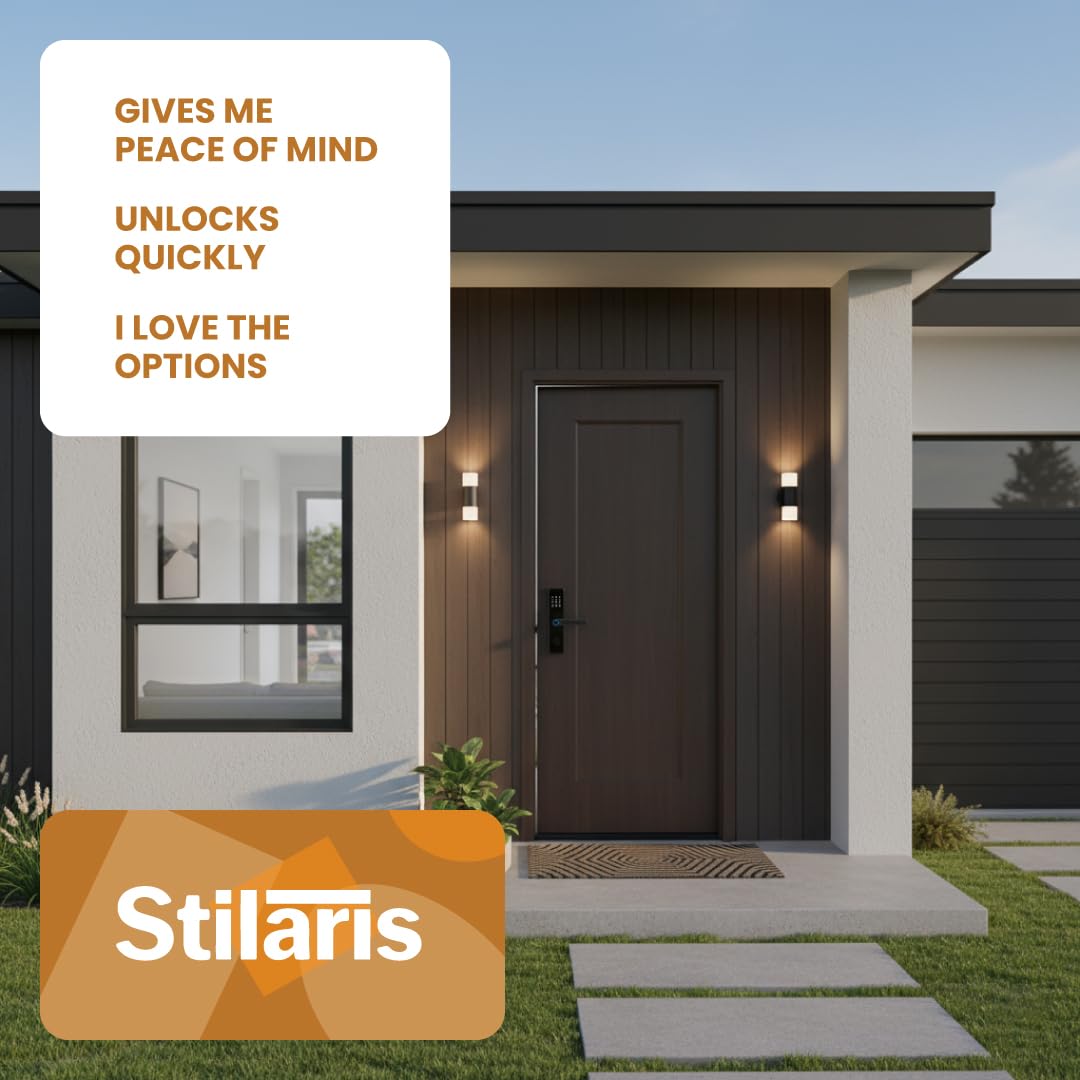 Stilaris Slim Smart Lock with Handle – 4-in-1 Biometric Fingerprint Door Lock, Thin Profile Mortise-Style Keyless Entry for Home, Office & Patio Doors, Waterproof Electronic Keypad & IC Card Access