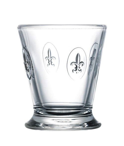 La Rochere Fleur De Lys Glass Tumbler Set of 6 – Classic French Drinking Glasses with Embossed Royal Lily Motif – Pressed Glass Tumblers for Water, Juice & Everyday Entertaining (8.5 Oz)