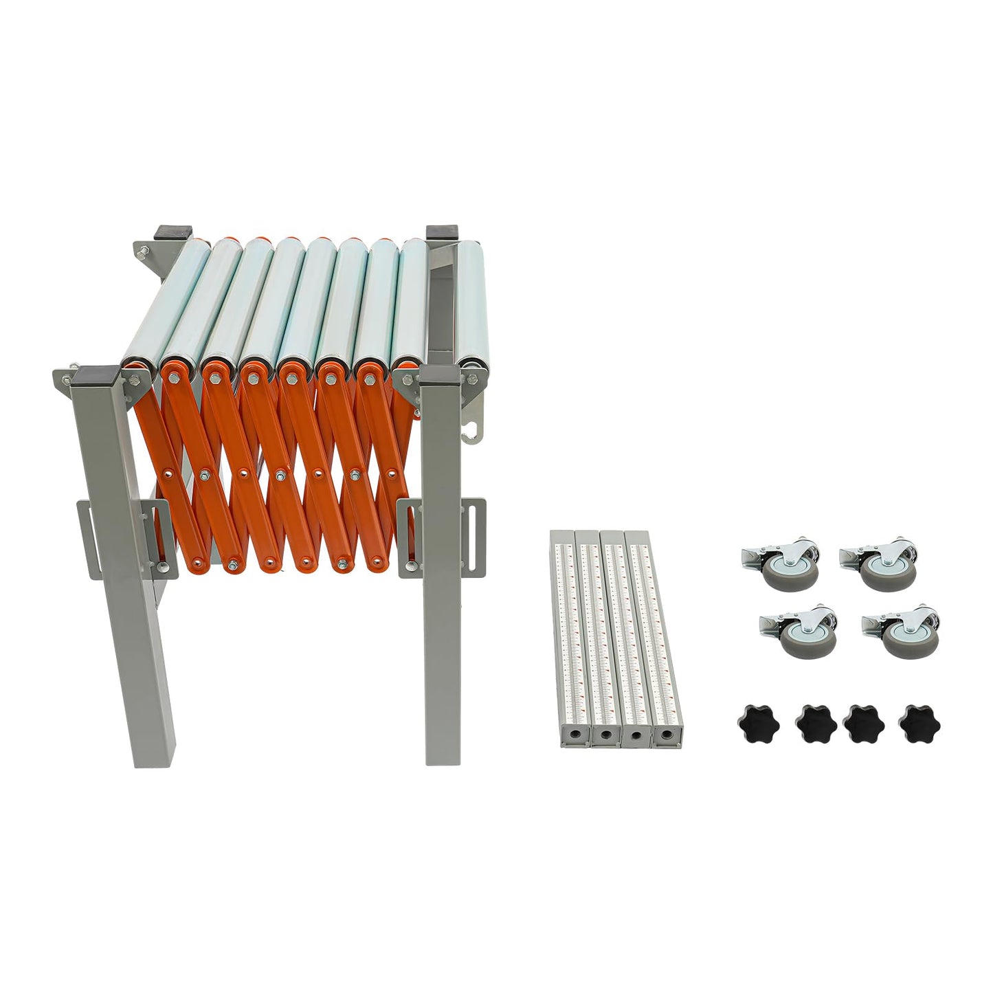 JenyunTech Conveyor Rollers, Adjustable Length & Height Conveyor Table, 110lbs Load Capacity Roller Stand for Automobile Manufacturing, Food Processing, Logistics, Mining