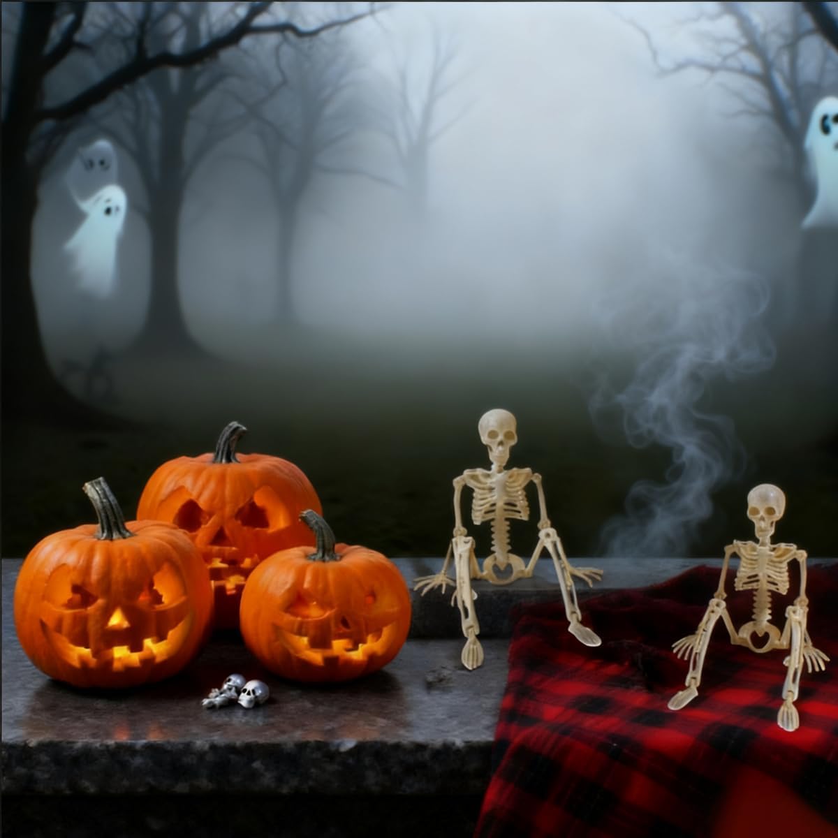 Skiennix Mini Skeletons | 20 Pcs Posable 6" Halloween Figurines for Spooky Decor & Party Favors