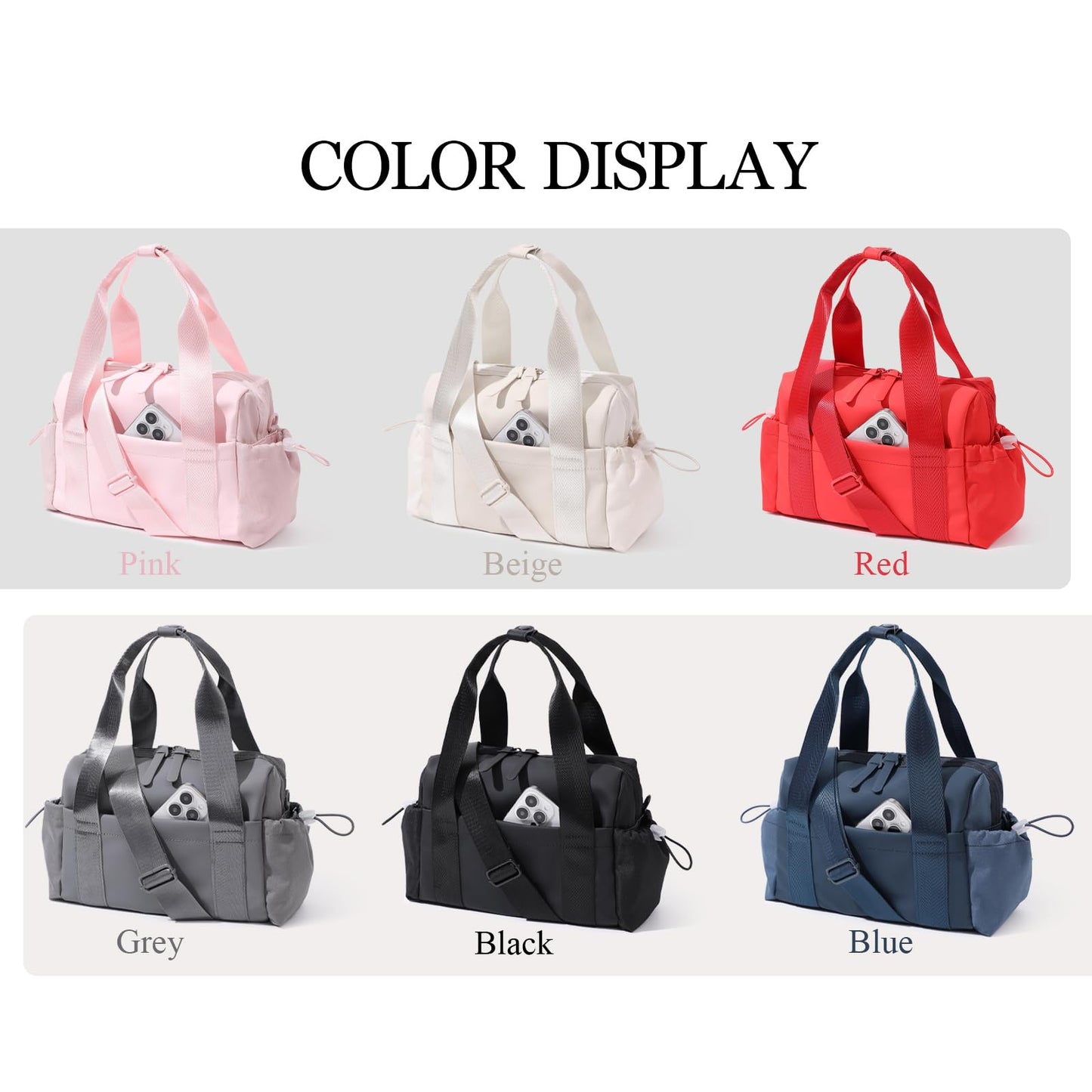Bucosd Small Gym Bag for Women, Mini Crossbody Gym Duffle Bag with Wet Compartment, Carry on Gym Tote Bag for Workout Dance Sport Travel (Mini-Grey)