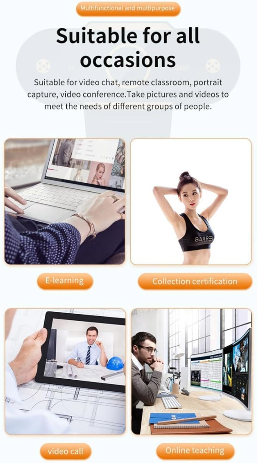 Generic 1080p Small USB External Webcam with Microphone, Webcam with Wide-Angle Lens, Laptop Camera, Computer